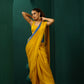 trueBrowns Mustard Muslin Silk Scoop Neck Sleeveless Blouse | Swadesiicart