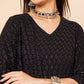 InWeave Women's Black Chikankari Long Anarkali Kurta Sharara Set W Dupatta - Swadesiicart