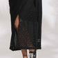 trueBrowns Black Cotton Schiffli Slit Dress | Swadesiicart