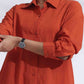 trueBrowns Orange Cotton Solid Shirt Kurta Co-ord Set - Swadesiicart