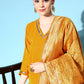 InWeave Women's Mustard Velvet Kurta Set With Mustard Gold Dupatta - Swadesiicart