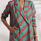 trueBrowns Green Cotton Print Jacket Top Co-ord Set - Swadesiicart