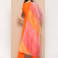 InWeave Women's Orange Mirror Work Aline Strappy Kurta Set W Pink Yellow Leh Dupatta - Swadesiicart