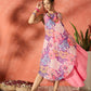 InWeave Purple Floral Peach Asymmetrical Dress - Swadesiicart