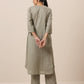 trueBrowns Cotton Olive Green Flared Slit Kurta Pant Set | Swadesiicart