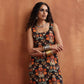 trueBrowns Black Print Straight Kurta Set | Swadesiicart