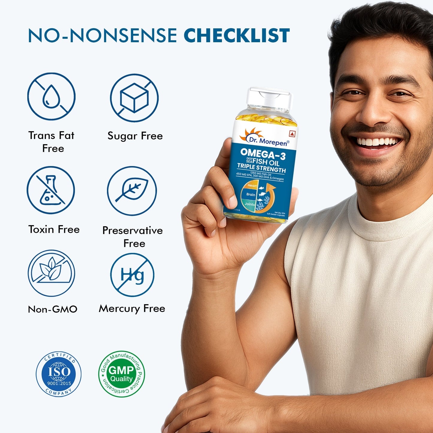 Dr Morpen Omega-3 1250Mg Deep Sea Fish Oil Triple Strength Softgel Capsules | Swadesiicart