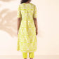 trueBrowns Lime Cotton Ikat Kurta Pant Set | Swadesiicart