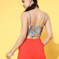 InWeave Women's Blue Orange Paisley Print Bralette Top - Swadesiicart