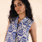trueBrowns Blue Cotton Ikat Sleeveless Co-ord Set - Swadesiicart