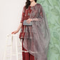 InWeave Women's Brick Rust Boota Sharara Set With Dupatta - Swadesiicart