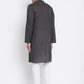 Even Apparels Grey Pure Cotton Kurta With Band Collar | Swadesiicart