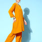 InWeave Women's Mustard Velvet Kurta Set With Mustard Kota Bandhani Dupatta - Swadesiicart