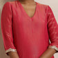 trueBrowns Hot Pink Tissue Straight Kurta Set | Swadesiicart