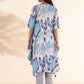 trueBrowns Blue Cotton Ikat Flared Kurta Pant Set | Swadesiicart