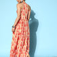 InWeave Women's Orange Paisley Print Raisa Back Detail Dress - Swadesiicart