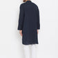 Even Apparels Blue Pure Cotton Kurta With Band Collar | Swadesiicart
