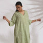 trueBrowns Green Cotton Floral Embroidered Kurta Co-ord Set - Swadesiicart