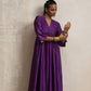 trueBrowns Purple Silk Anarkali Flared Kurta Set | Swadesiicart
