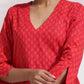 trueBrowns Red Cotton Print Kurta Co-ord Set - Swadesiicart