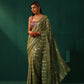 trueBrowns Sage Green Cotton Silver Lurex Striped Ready to Wear Saree | Swadesiicart