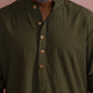 trueBrowns Men's Olive green Mandarin Collar Kurta | Swadesiicart