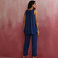 trueBrowns Blue Modal Flared Kurta Co-ord Set - Swadesiicart