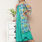 InWeave Women's Teal Blue Strappy Set With Blue Yellow Floral Cape - Swadesiicart