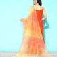 InWeave Women's Orange Red Gota Strappy Set With Orange Leh Dupatta - Swadesiicart