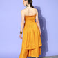 InWeave Women's Mustard Mirror Work Off Shoulder Kurta Set - Swadesiicart