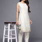 Ahalyaa Women Off White & Gold-Toned Geometric Printed Kurta | Swadesiicart