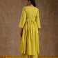 trueBrowns Lime Gold Cotton Kalidar Kurta Set | Swadesiicart