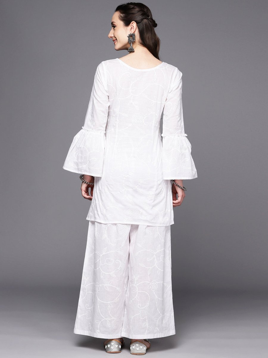Ahalyaa Women Self Design Pure Cotton Tunic With Palazzos | Swadesiicart
