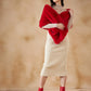 InWeave Women's Cherry Red Long Faux Fur Cape - Swadesiicart