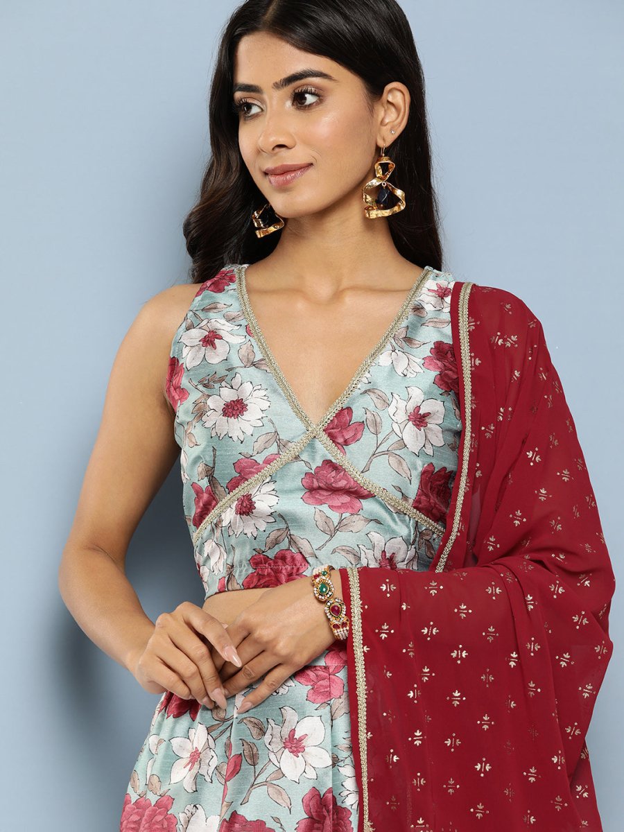 Ahalyaa Printed Ready to Wear Lehenga & Blouse With Dupatta | Swadesiicart