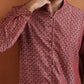 trueBrowns Men's Rust Cotton Dobby Short Kurta | Swadesiicart