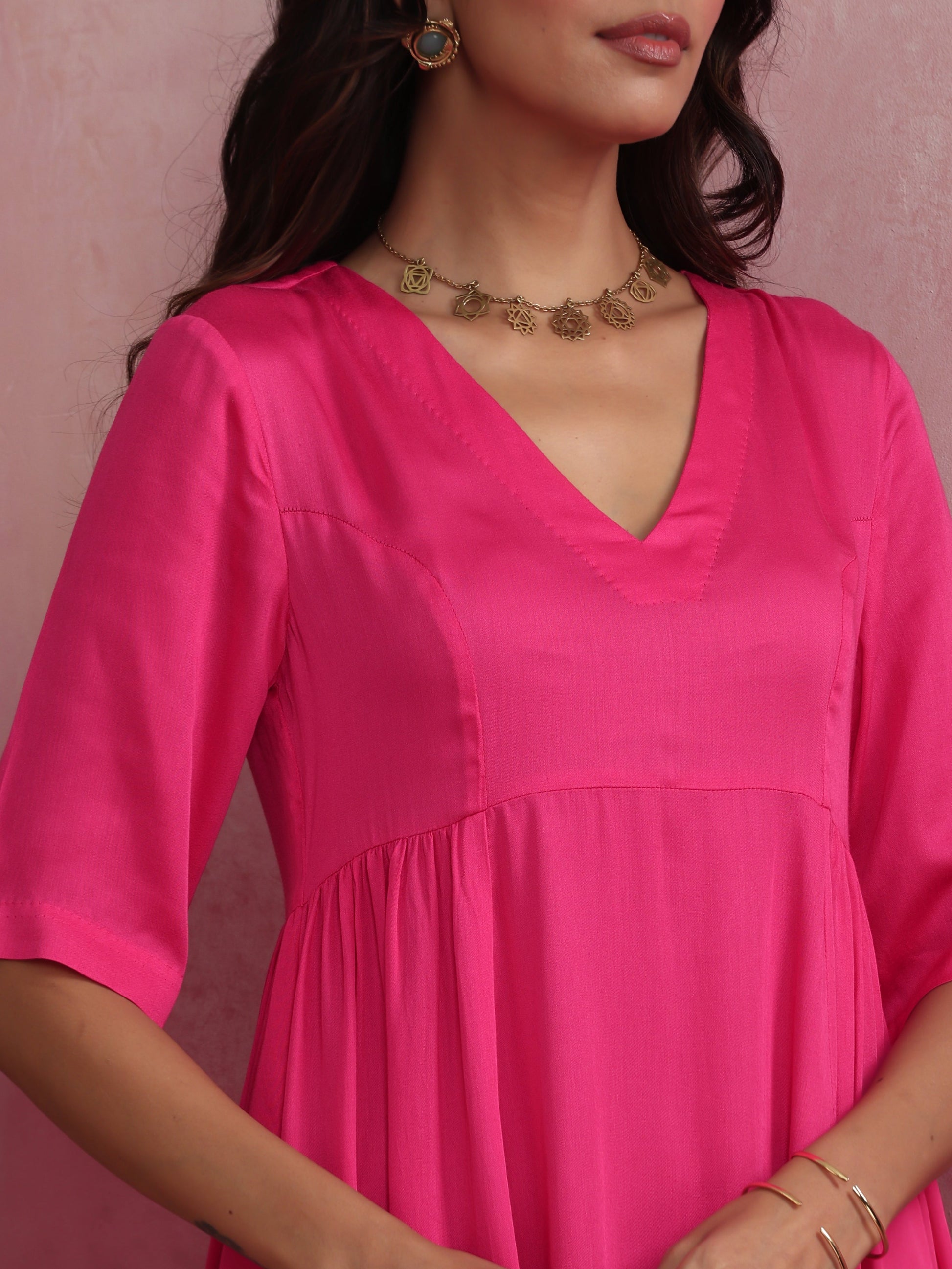trueBrowns Modal Pink Dress | Swadesiicart