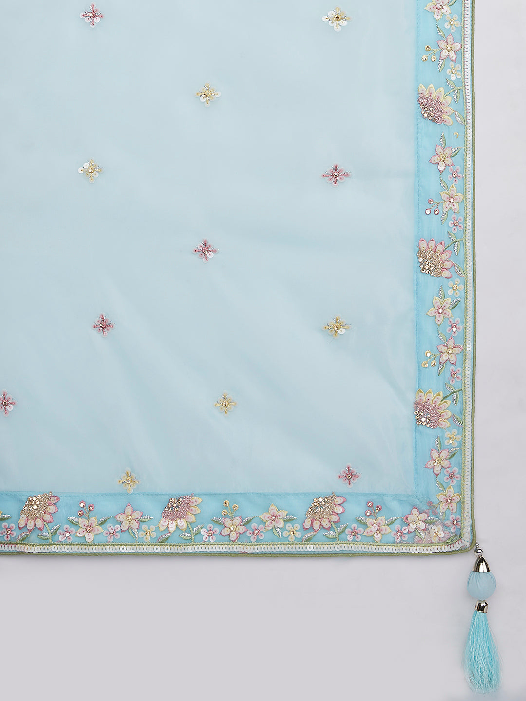 House of Panchhi Teal Pure Georgette Sequins And Thread Embroidery Lehenga Choli & Dupatta | Swadesiicart
