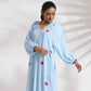 trueBrowns Blue Cotton Embroidered Dress | Swadesiicart