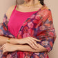 InWeave Women's Fuchsia Strappy Set With Navy Floral Organza Dupatta - Swadesiicart