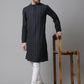 Even Apparels Black Pure Cotton Kurta With Band Collar | Swadesiicart