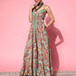 InWeave Women's Green Paisley Print Back Detail Long Dress - Swadesiicart