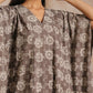 trueBrowns Clay Dabu Overall Print Cotton Panel Kaftan Kurta Pant Set | Swadesiicart