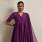 trueBrowns Purple Silk Anarkali Kurta Pant Dupatta Set | Swadesiicart