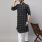 Even Apparels Black Pure Cotton Kurta With Band Collar | Swadesiicart