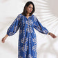 trueBrowns Blue Cotton Print Dress | Swadesiicart