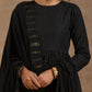 trueBrowns Black Gold Cotton Anarkali Set | Swadesiicart