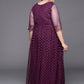 Ahalyaa Plus Size Round neck Net Maxi Ethnic Dress | Swadesiicart