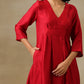 trueBrowns Maroon Textured Silk Overlap Pleat Kurta Pant Set | Swadesiicart