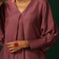 trueBrowns Light Mauve Silk Front Pleat Co-ord Set - Swadesiicart
